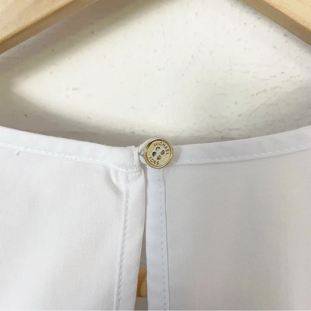 NWT Michael Kors Women’s Sleeveless Ruffle Poplin White Top Blouse Size Large - Picture 8 of 9